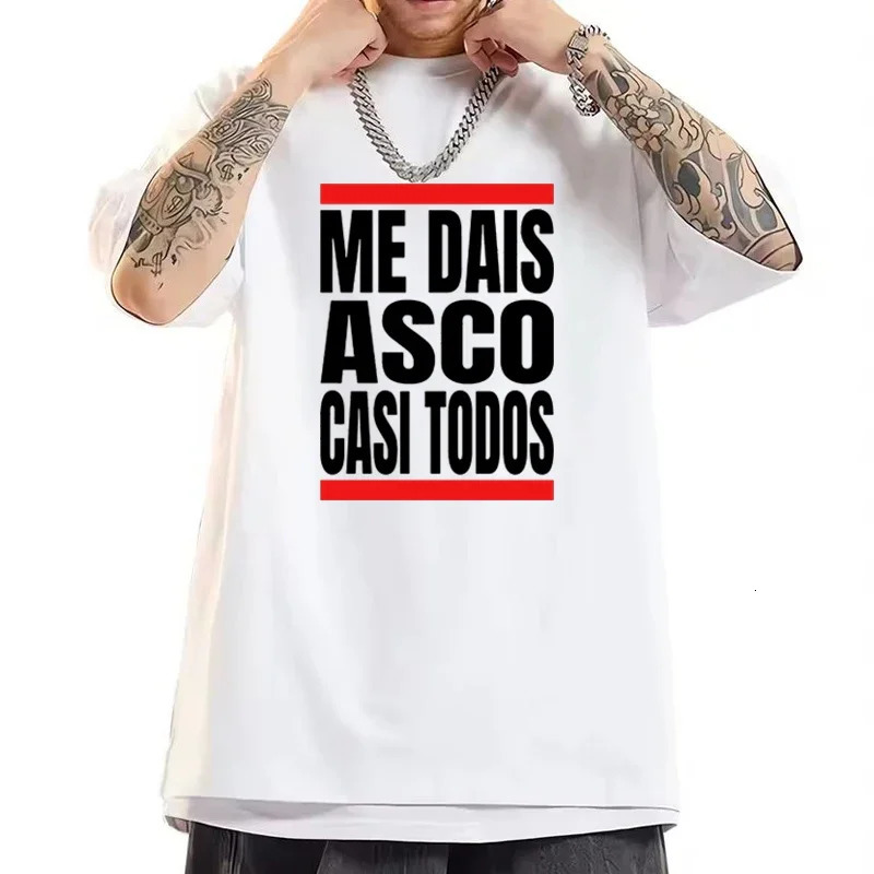 Men Me Dais Asco Casi Todos Letter Print Tshirt Men Women Casual Loose Streetwear Round Neck Short Sleeve Top Fashion Tee Unisex 250820