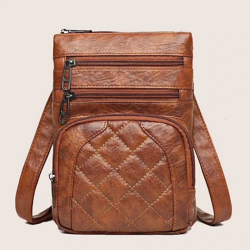 Ladies soft leather shoulder bag mobile phone bag layered bag mailman one shoulder designer ladies handbag wallet Y250819