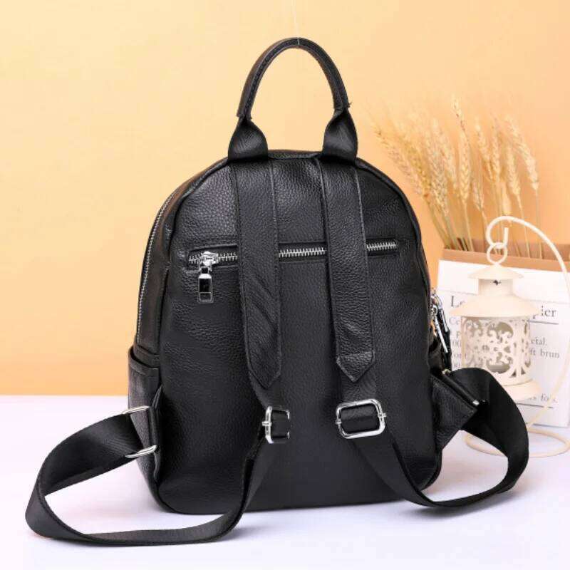 Designer Bags 100% Genuine Leather Fashion Small Women Backpack Elegant Black Daily Holiday Knapsack Casual Travel Bags Girl's Schoolbag Luxury B