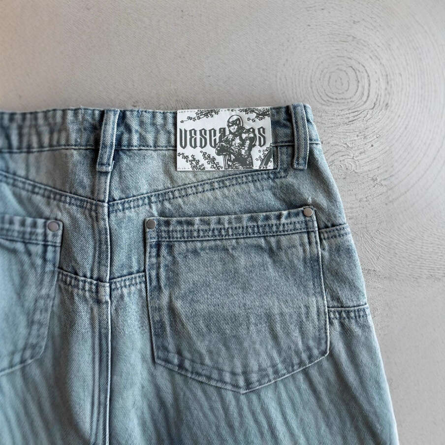 Plum Blossom Embroidery 2025 New Denim Style Street Trendy Embroidered Straight Pants Mid-Waist Jeans