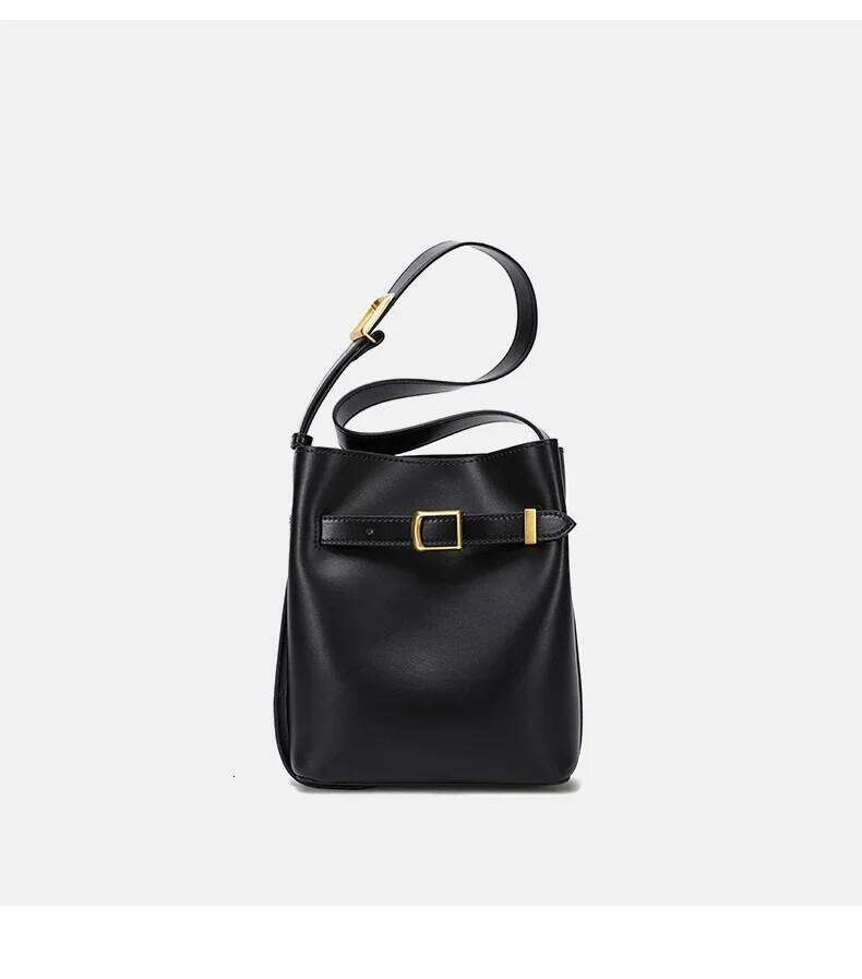Women S Vintage Messenger High Quality Simple Handbag Genuine Leather Bucket Lady Shoulder Bag Female Crossbody Bags