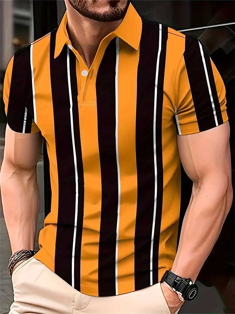 Simple Vertical Stripes Shirts Fashion Summer Short Sleeve 3D Printed Shirt Casual Oversized Business Mens Clothing Y250819