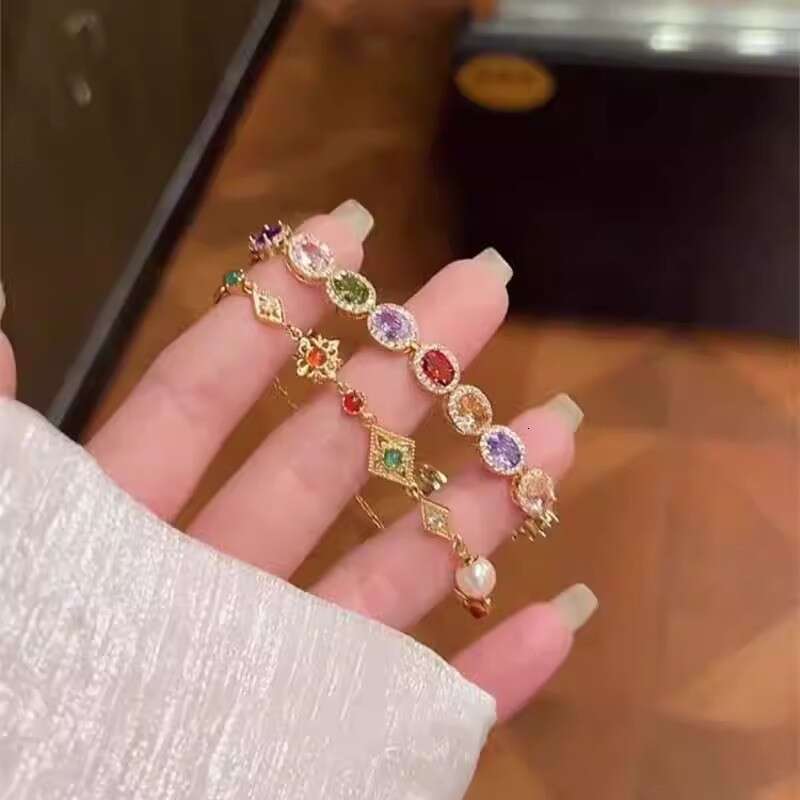 2025 Colorful Series Light Simple Vintage Style High-end Sparkling Dia Versatile Bracelet