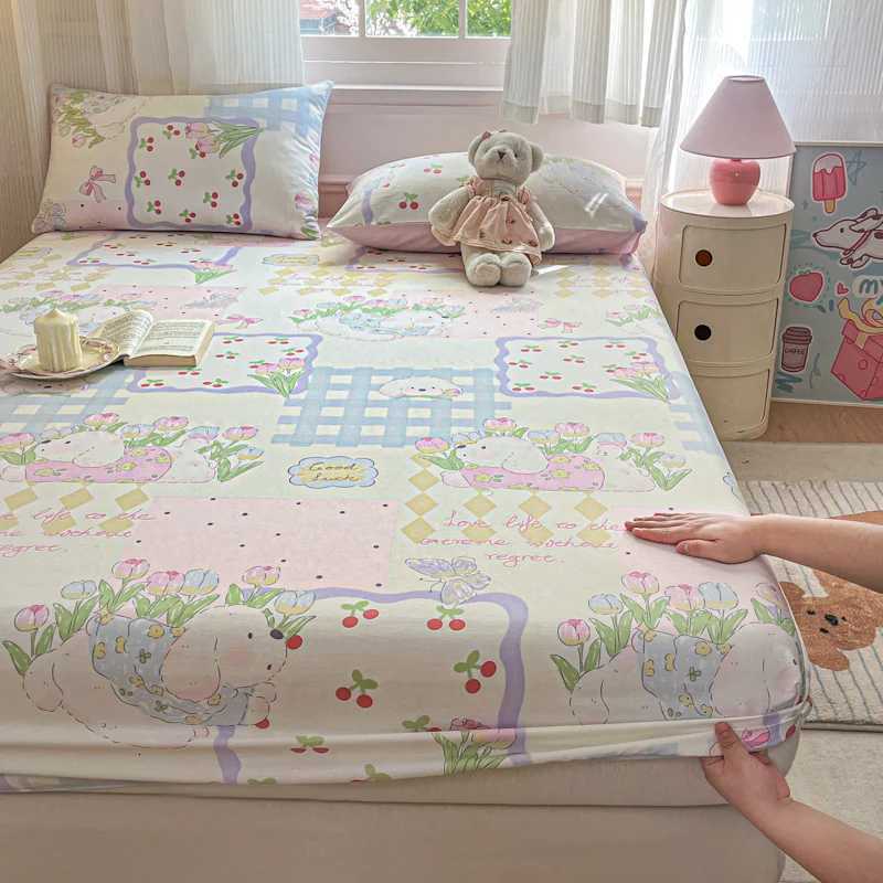 100% Cotton Bedsheet Adults Kids Fitted Sheet Skin-friendly Bed Cover Cartoon Style Bed Linen drap de lit(case Need Order) Y250819
