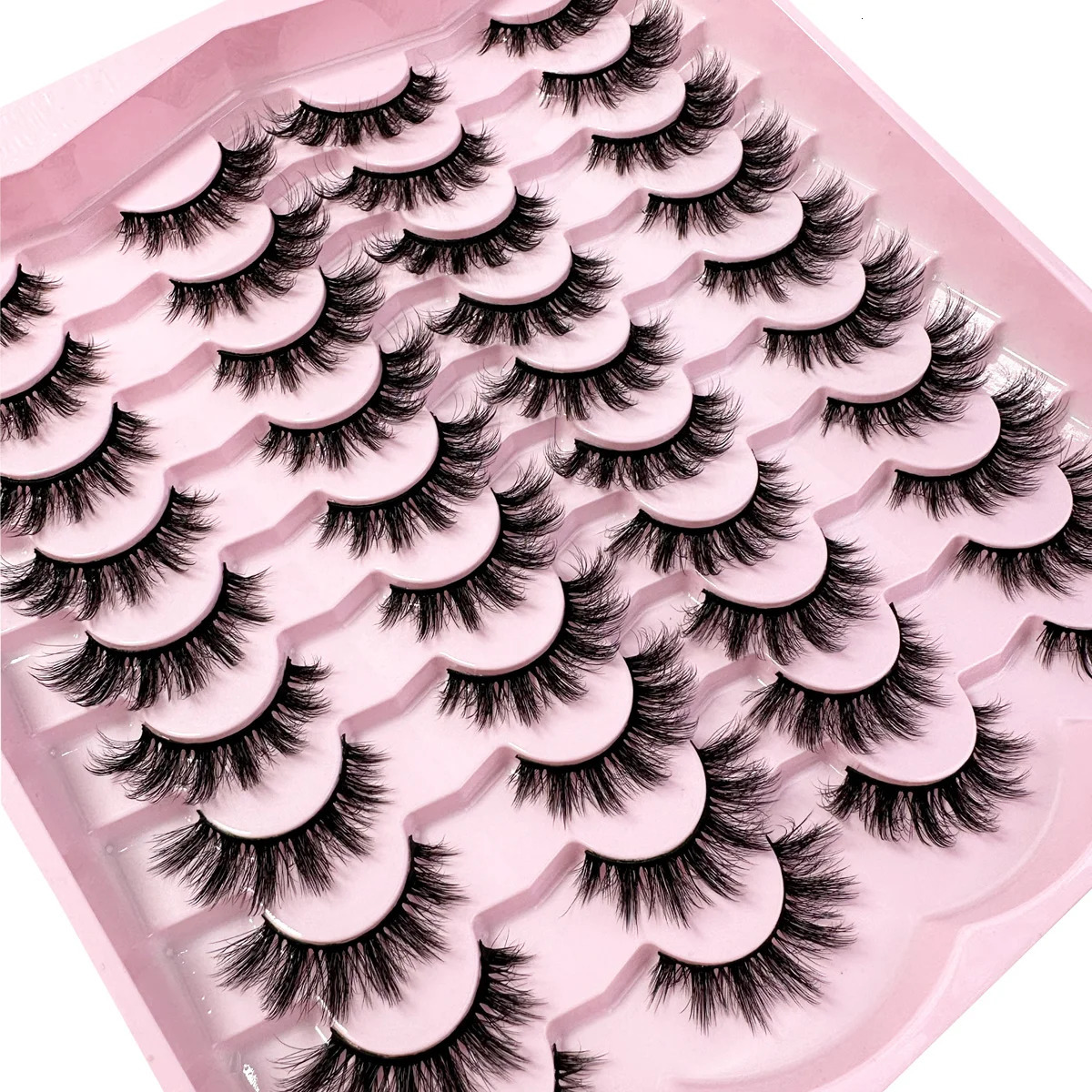 20pairs 5D Fluffy Eyelashes D Curl Lashes Thick Cat Eye Soft Wispy 8D Volume Eyelash Makeup 250811