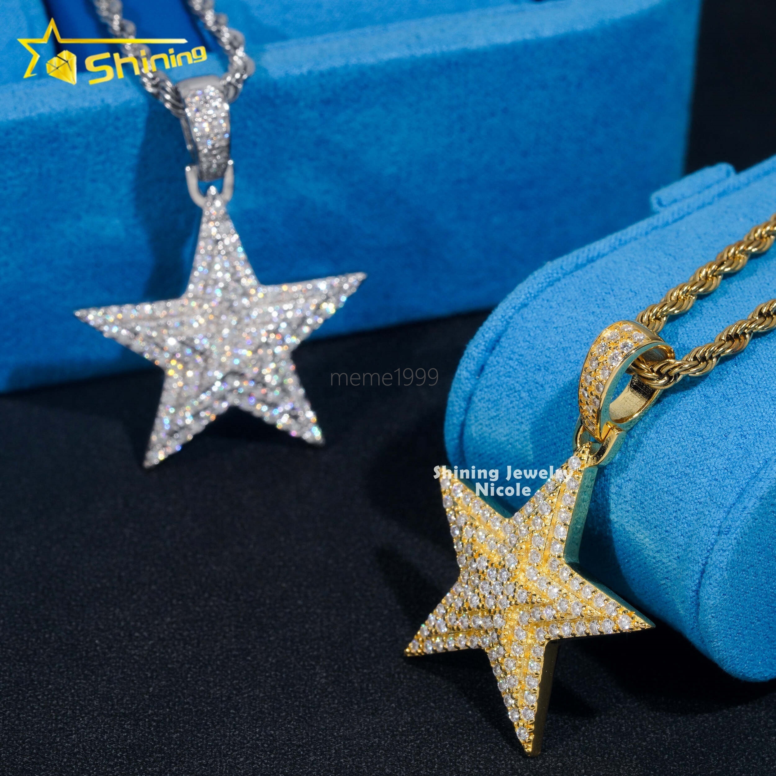 Ready to Ship 925 Sterling Silver Star Charm Hip Hop Diamond Iced Out VVS Moissanite Pendant