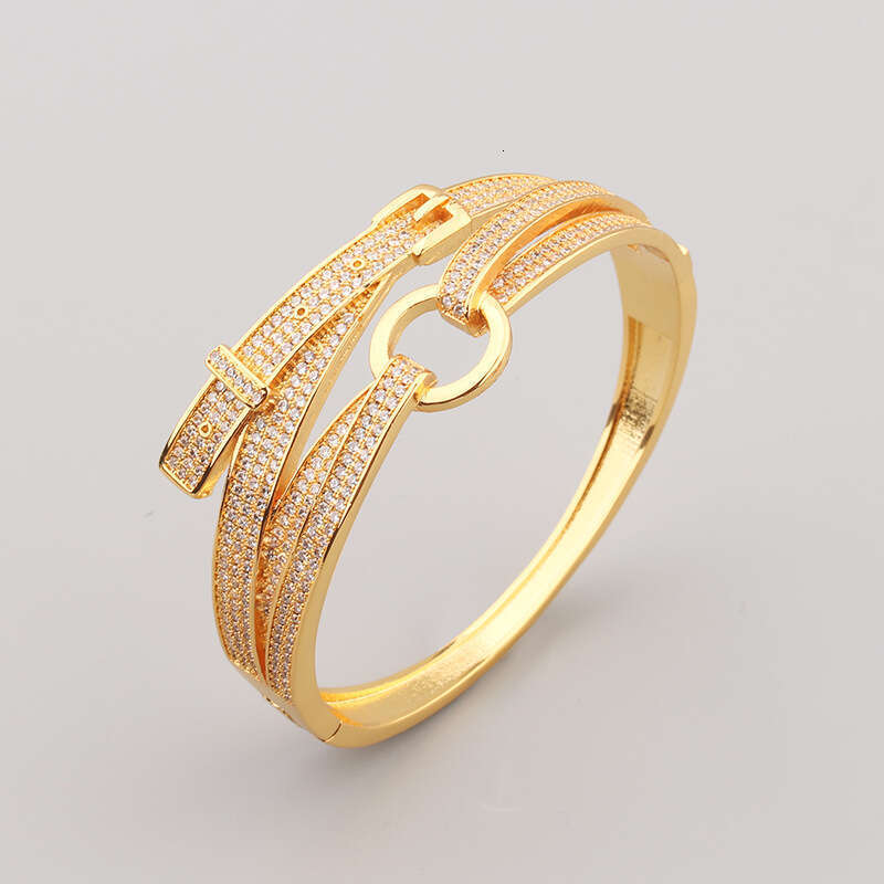 Trendy Fashion Women's Full Dia Elegant Belt Bracelet Gold-Plated Jewelry