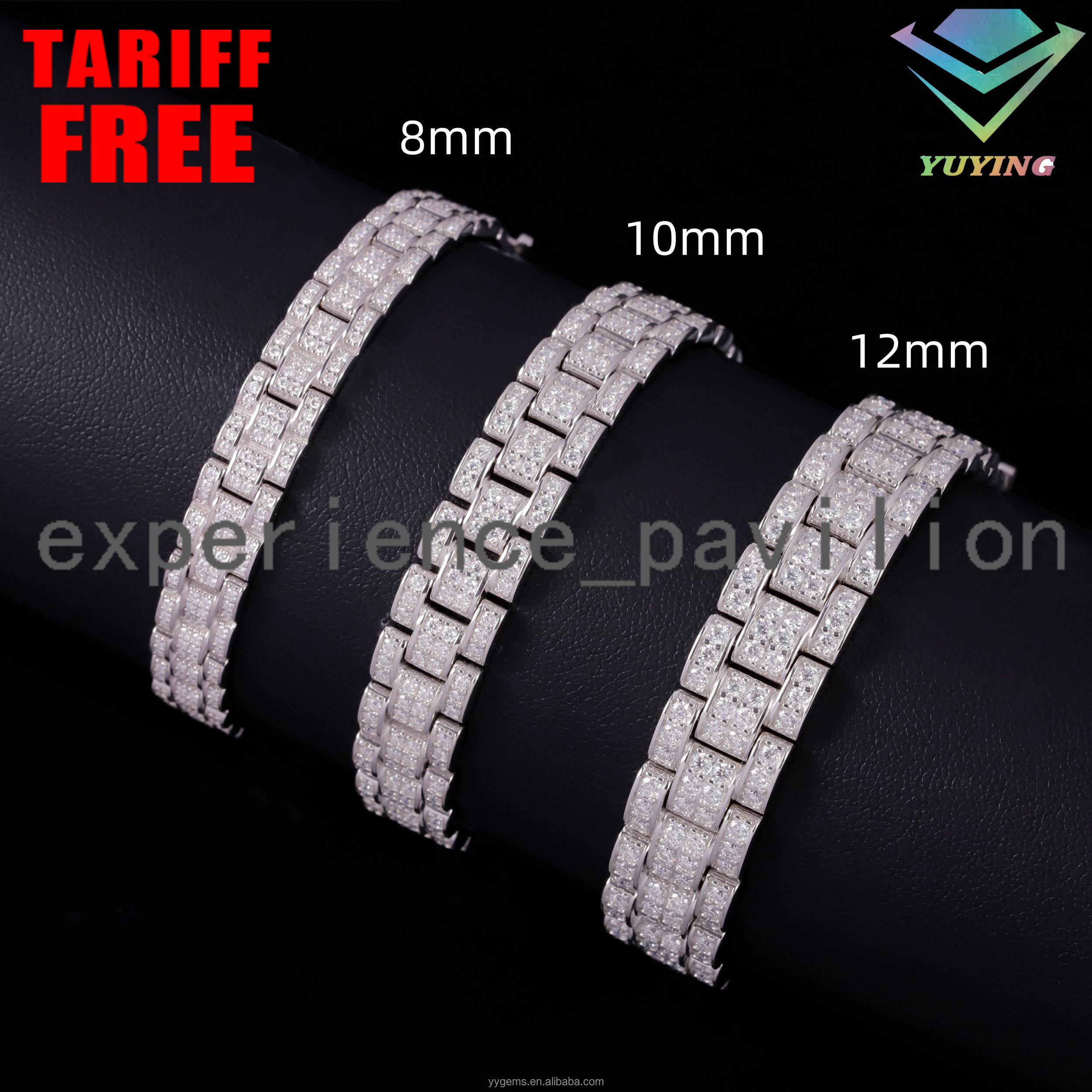 GRA Certificate Diamond Bracelet 8MM VVS Moissanite Cuban Link 925 Silver Bracelet Men Hip Hop Iced Out Diamond Cuban Bracelet
