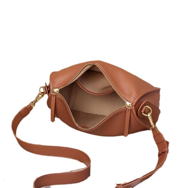 Free Shipping Designer Luxury New Women's Wide Strap Genuine Leather Crossbody Bag Soft Leather Large Capacity Shoulder Underarm Bag Leisure Shop