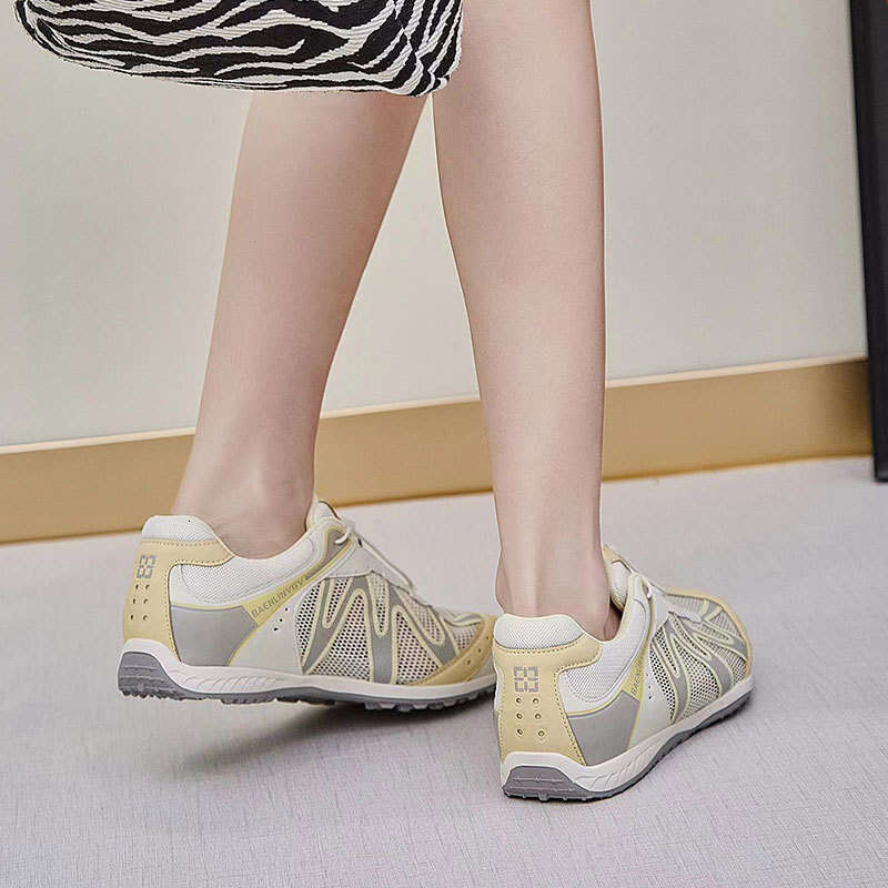 2025 Summer New Outdoor Sports Hiking for Women Genuine Leather Mesh Breathable Casual Running Dad Shoes Non-Slip