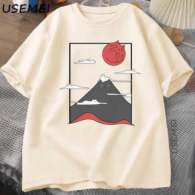 Funny Cat Graphic T Shirts Japanese Cat Graphic Tee Cotton Printed Short Sleeve Tees Men Women Harajuku Hight Qualty Clothes Y250819