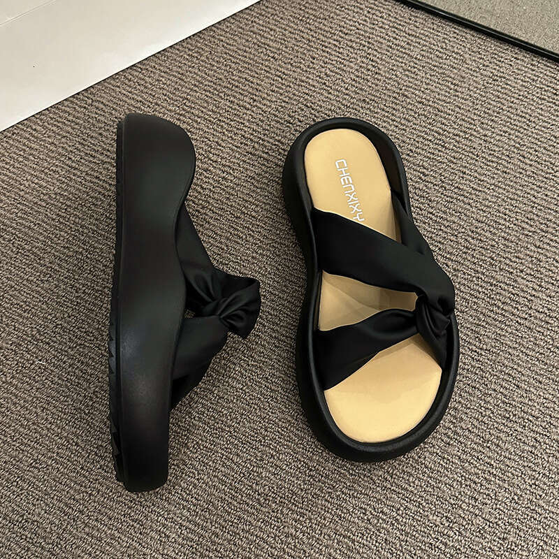 Super Soft Cloud Cross Knot Thick Sole 2023 Summer New Casual One-Strap Buckle Sandals for Women