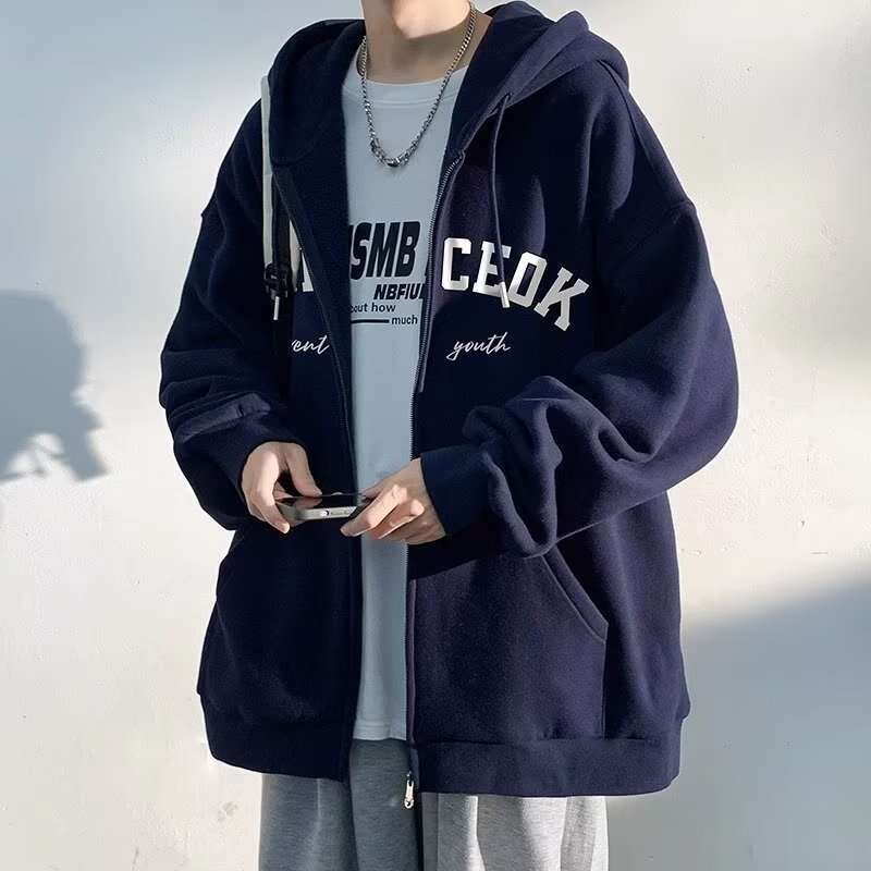 Artistic Style Spring and Autumn Campus Sports Hoodie Cardigan Sweatshirt Men's Clothing Jacket