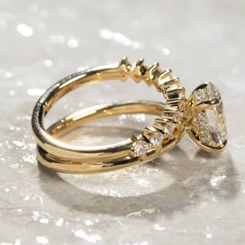 Popular Custom 2ct Oval Cut DEF Moissanite Jewelry Stone Round Cut Anniversary Wedding Moissanite Ring