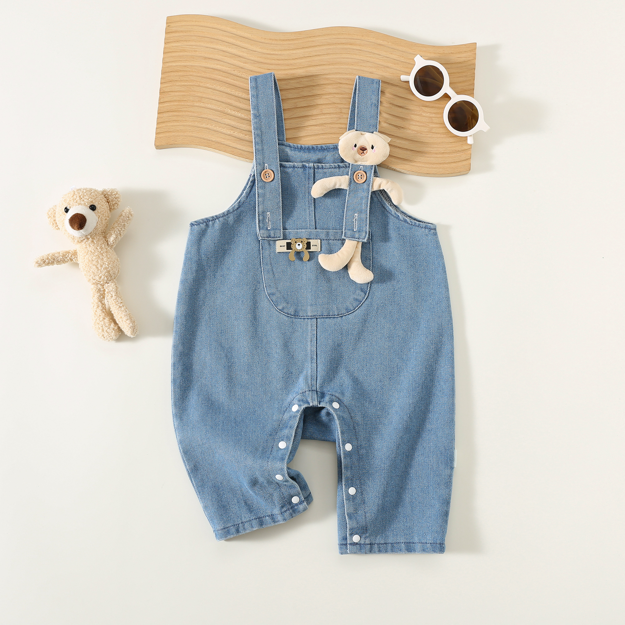 Factory direct sales baby denim set for boys and girls, spring and autumn style overalls, jumpsuit for infants and young children, new style for outdo