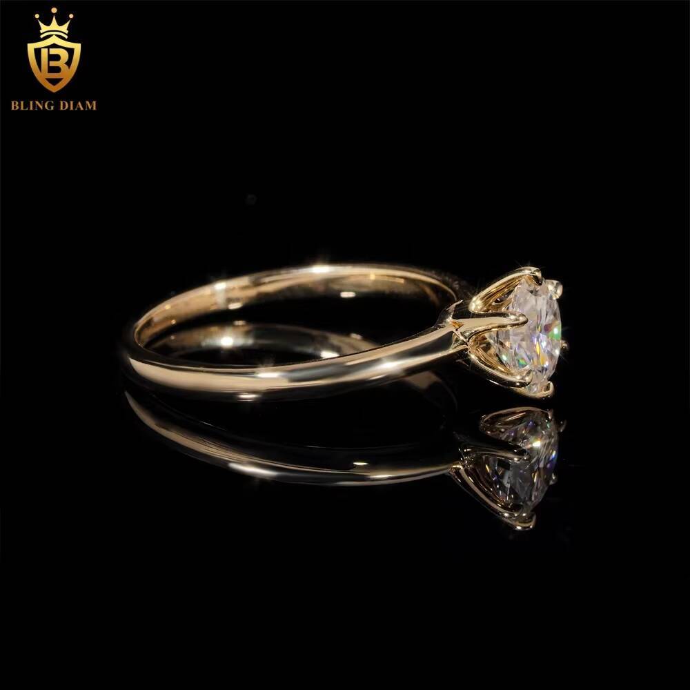 10K Yellow Gold D Color VVS Moissanite Diamond Engagement Wedding Ring Custom Fashion Custom Luxury Ring