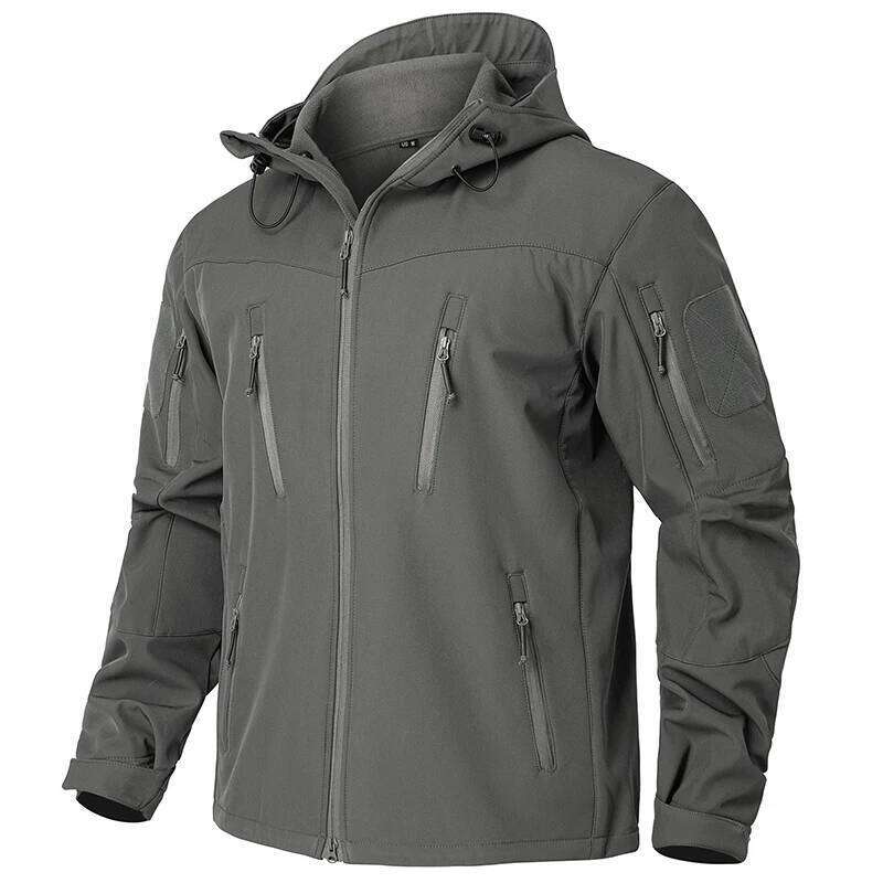 Men's Waterproof Softshell Tactical Winter Windproof Fleece Hoodie Jacket Outdoor Hiking Skiing Windbreaker Coat