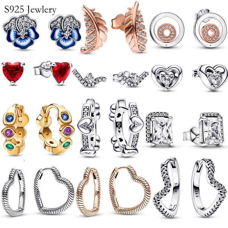 hot selling 925 Sterling Silver Stud Earring Curved Feather Heart Wave Hoop Earrings For Women Making Wedding Party Jewelry Gift
