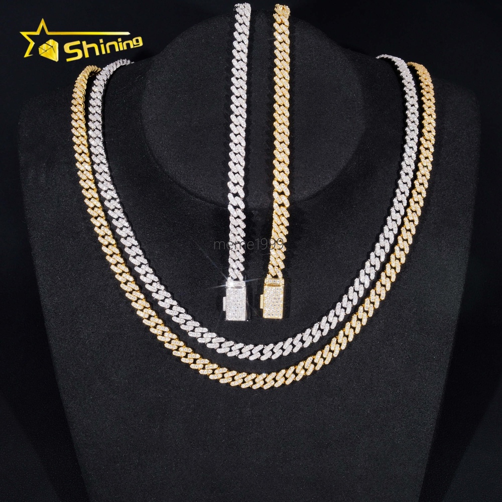 Pass Diamond Tester VVS Moissanite Diamond S925 Silver 6MM Cuban Bracelet Necklace Hip Hop Iced Out Jewelry Cuban Link Chain