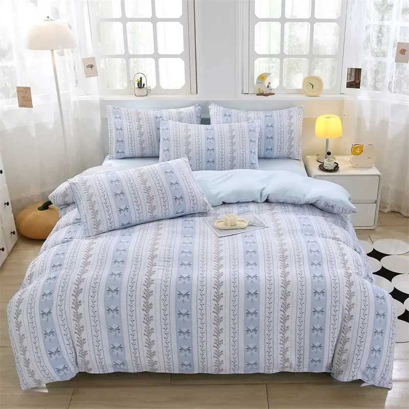 2025 new A double-layer yarn knitted cotton four-piece set water machine machine wash bed sheet four-piece set Y250819