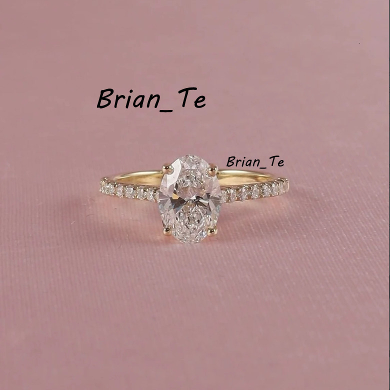 14K White Moissanite Engagement Ring 3 Carats Oval Shape VVS Diamond Micropaved Side Stones Paved Moissanite Ring