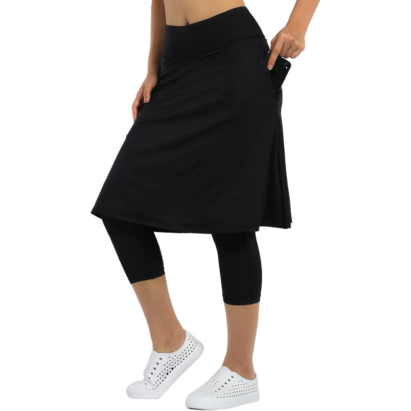 Athletic Knee Length Skirts with Leggings,Skorts Leggings&Skirted Capris Skorts for Women Yoga Pockets