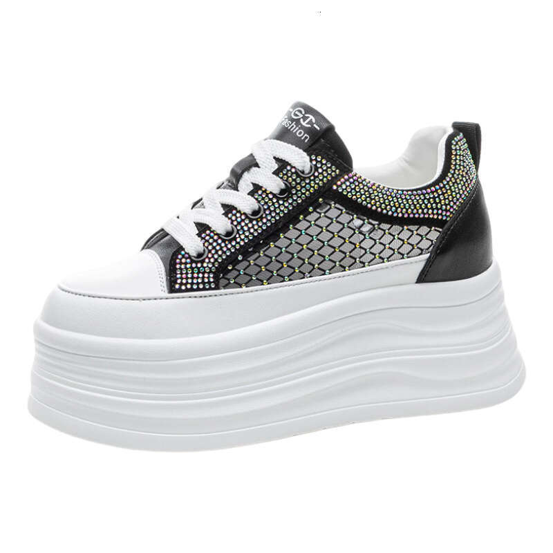 Gypsophila Sparkling Diamond Small Size 8.5cm Thick Sole Height Increasing 2025 Spring Summer New Lightweight Platform Mesh Women's Shoes