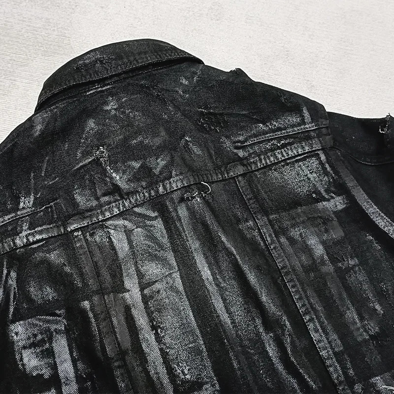 HKSH Spring Autumn Man Punk Fashion Streetwear Dark Brushed Wax Handmade Damaged Tops Denim Jacket Y2K Chic Ins Coats HK4959 250820