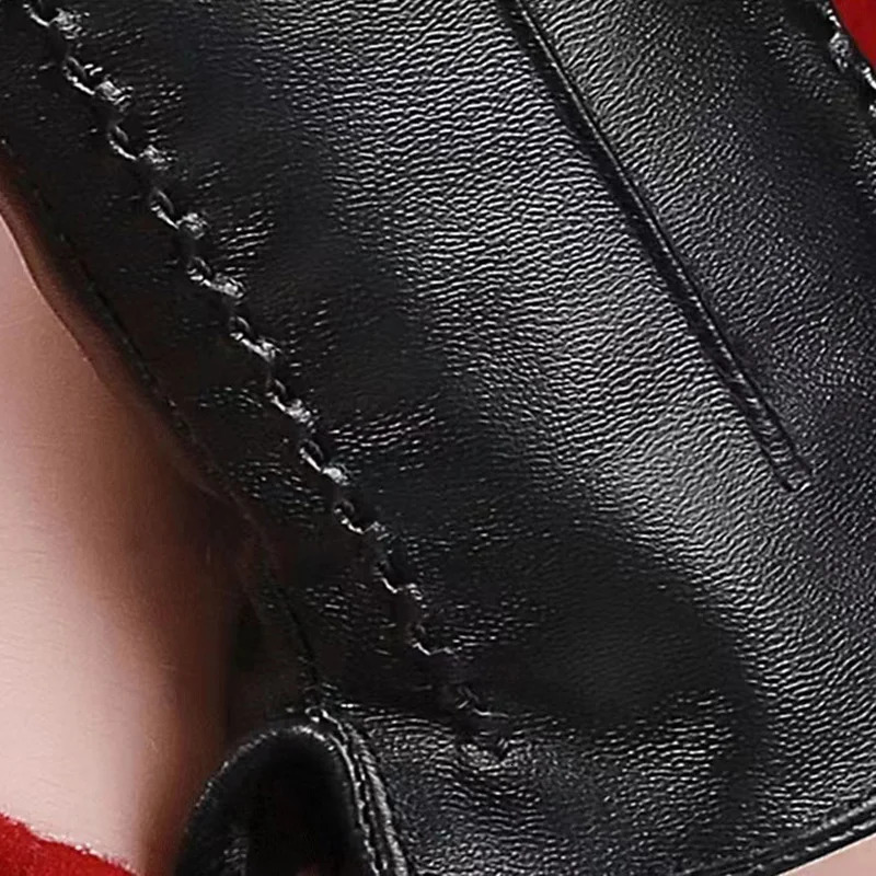 Winter Black Womens Gloves PU Leather Keep Warm Touch Screen Windproof Driving Guantes Autumn Business Female 250811