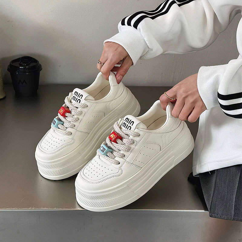 Genuine Leather Foam Dad for Women Spring New Thick Sole Comfortable Casual Versatile Sneakers