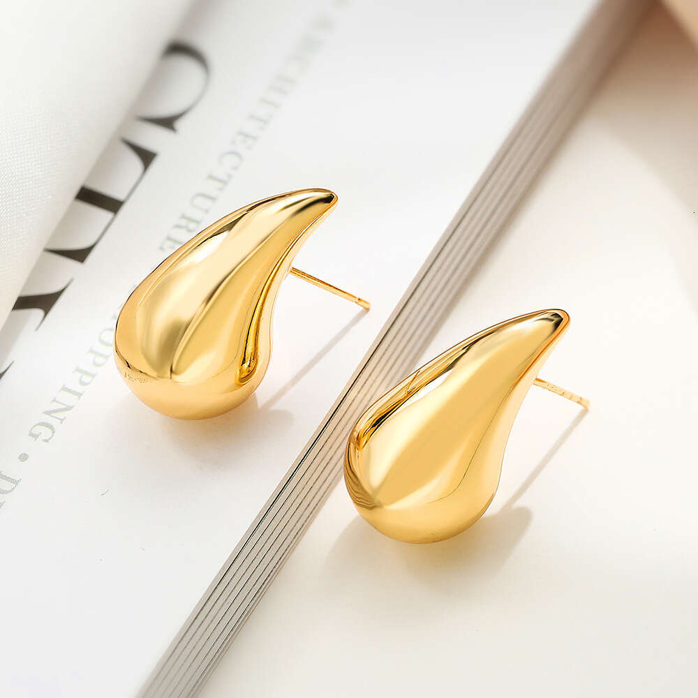 Copper Gold-Plated Water Drop Designer for Women INS Niche High-End Simple Earrings Ear Jewelry
