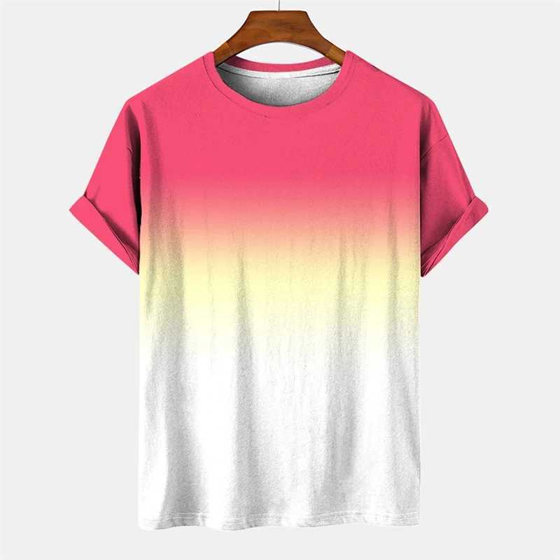 Simple Graphic T-shirt Mens Clothing Color Gradient 3D Print T-shirt Harajuku Clothing Mens And Womens Fashion T-shirt Tops Y250819