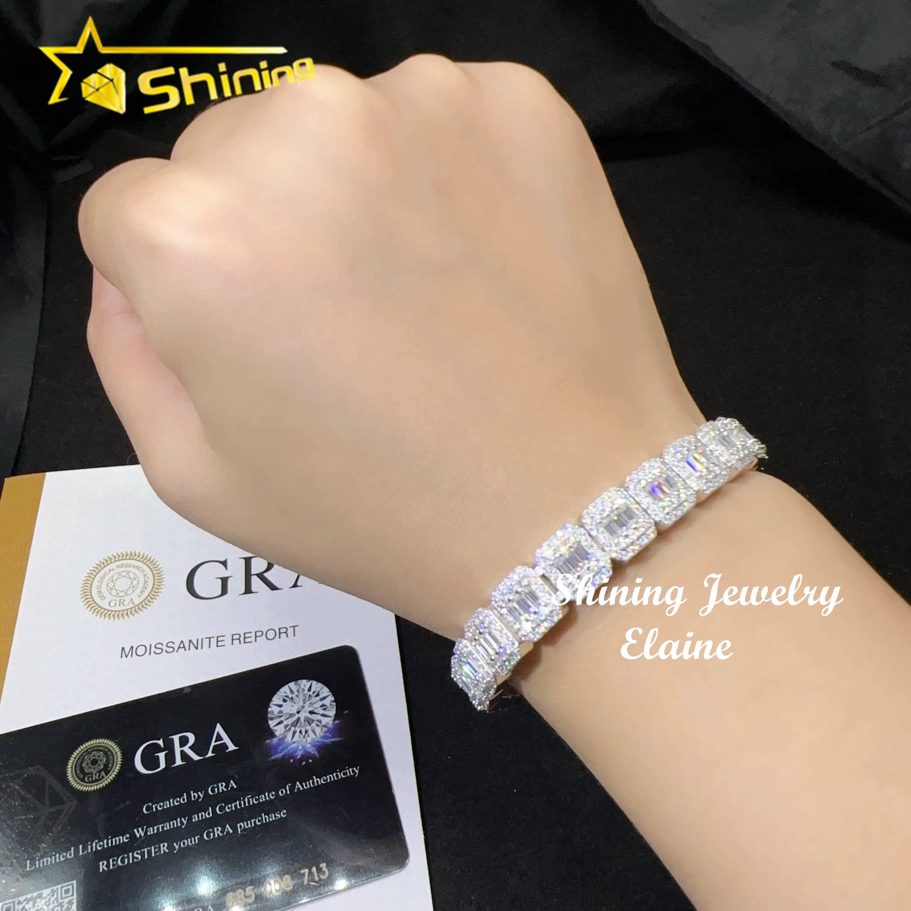 Sterling Silver 925 Iced Out Diamond Ready to Ship Bracelet Vvs Moissanite Hip Hop Jewelry Tennis Bracelet