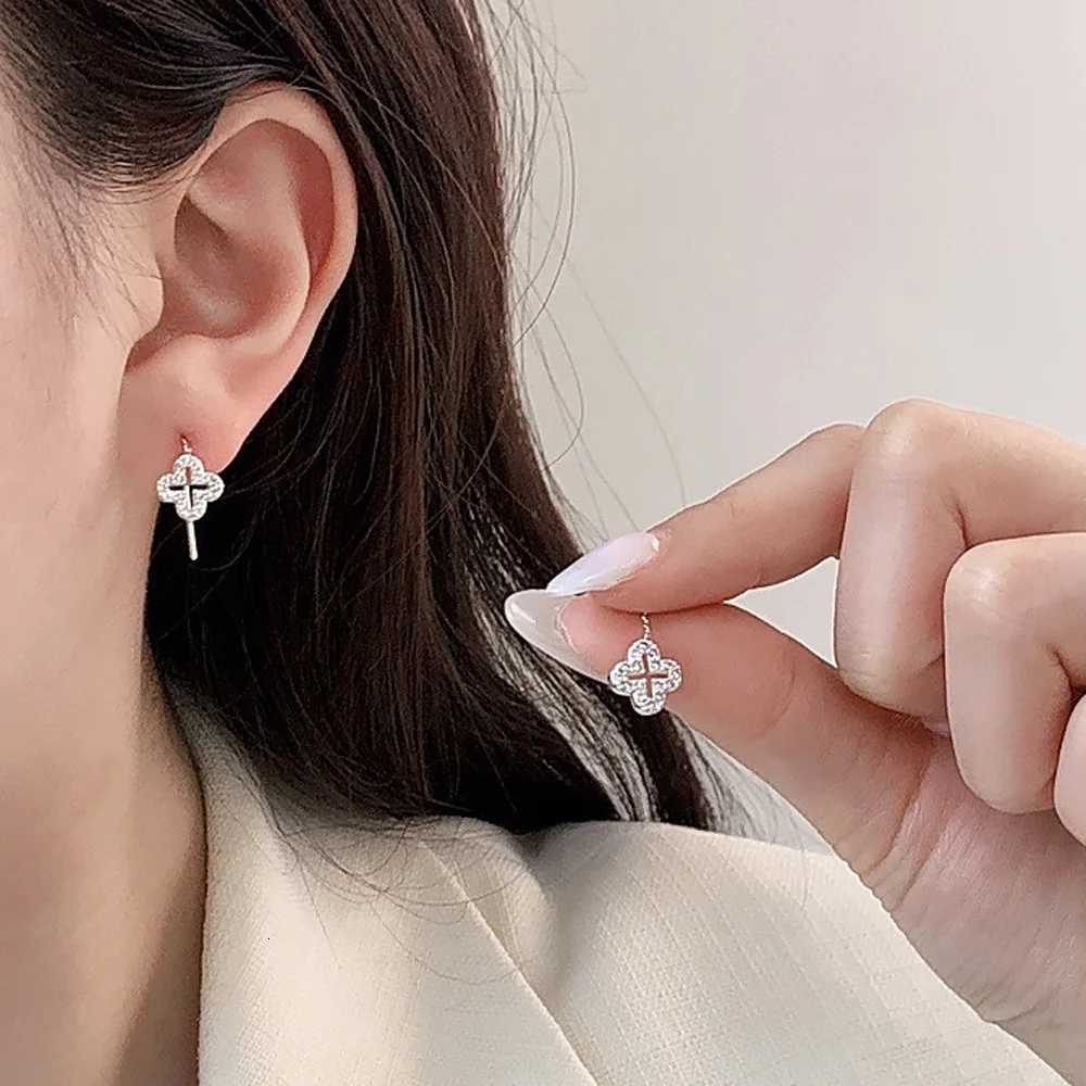 Best-Selling Clover Ear Threads High-Quality Luxury Zircon Viral Forest-Style Womens Creative Earrings Suitable for Daily/Office Use Y250820