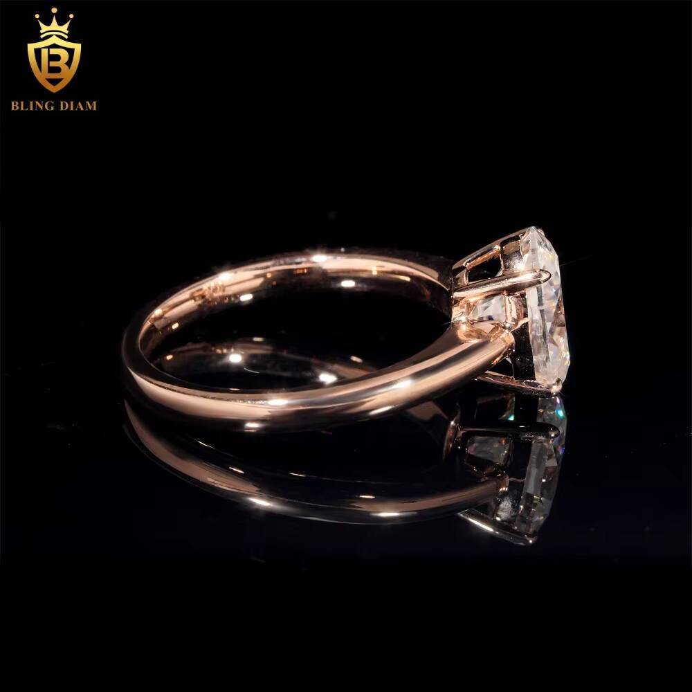 GRA Certificated Pass Diamond Tester VVS Moissanite Diamond Luxury 14K Rose Gold Engagement Wedding Ring