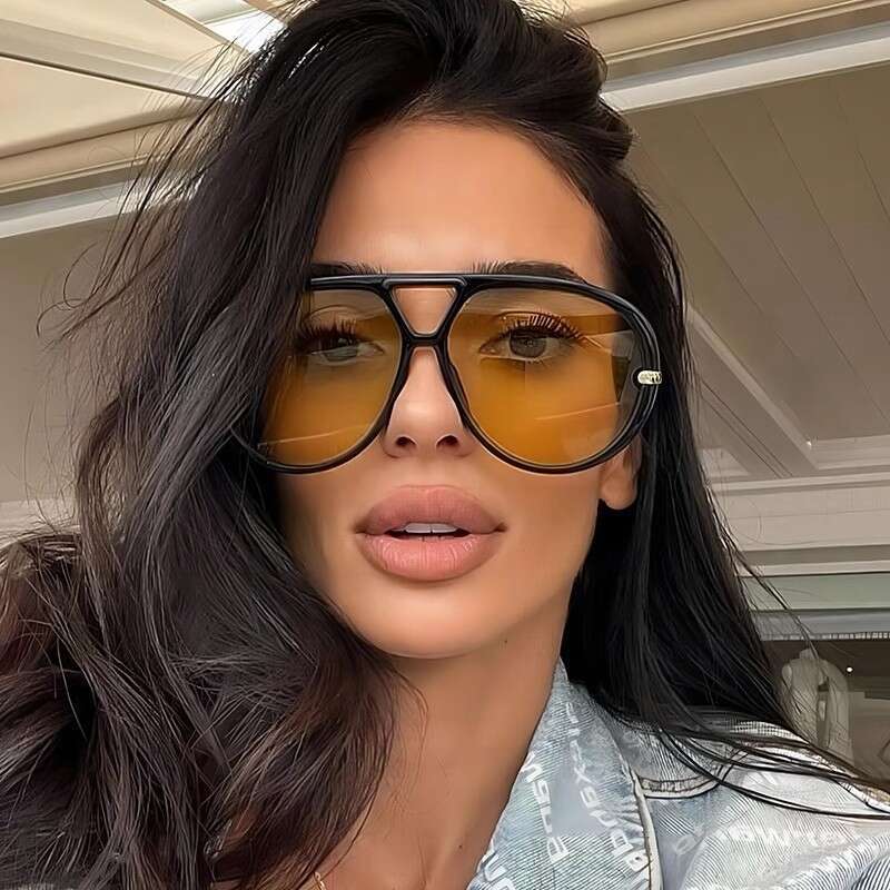 2025 New Fashion Trend Large Frame Pilot Designer Street Style UV Protection Sunglasses for Big Face Slimming