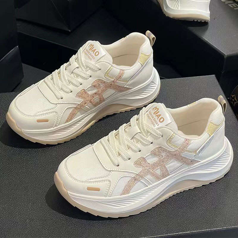 Thick-Soled Color-Block Cortez for Women 2025 New Summer Autumn Breathable Genuine Leather Soft Sole Casual Sports Dad Shoes