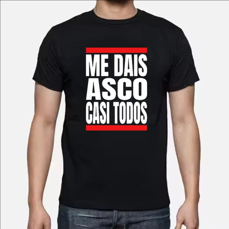 Men Me Dais Asco Casi Todos Letter Print Tshirt Men Women Casual Loose Streetwear Round Neck Short Sleeve Top Fashion Tee Unisex 250820