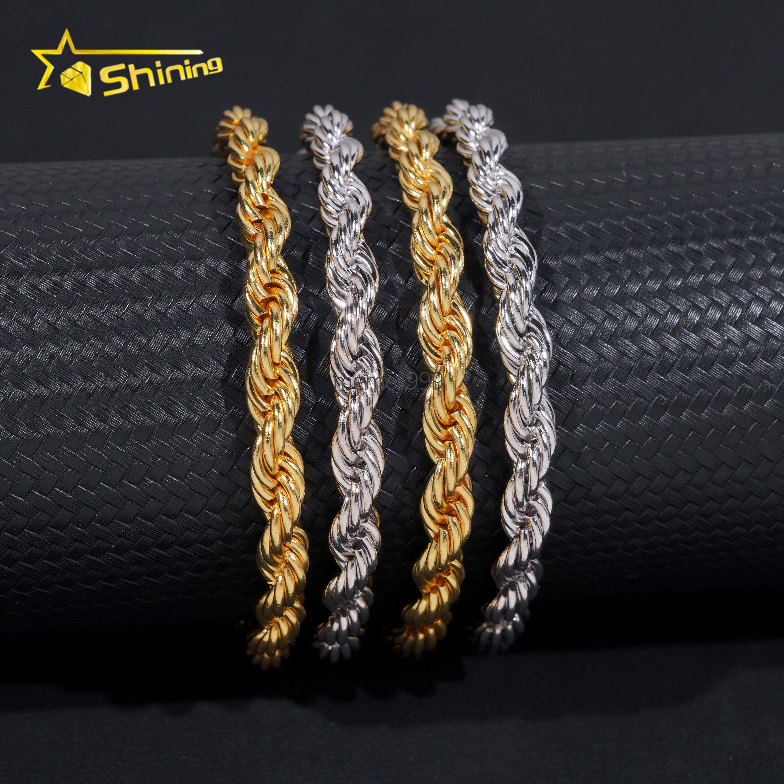 Wholesale Price Fashion Jewelry Necklace Hip Hop Gold Plated 6MM 925 silver 925 silver Moissanite Rope Chain VVS Choker Necklace