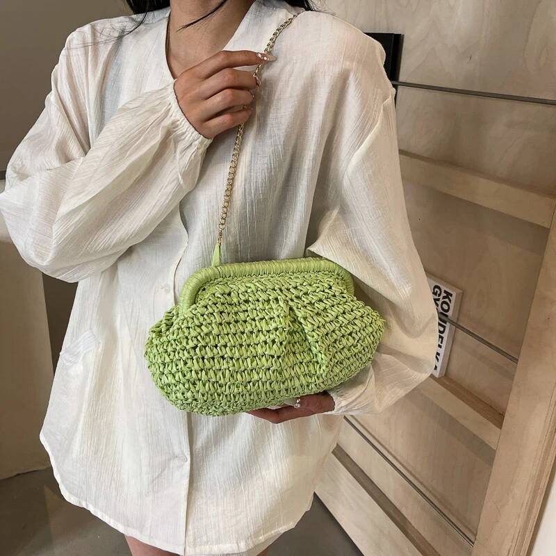 Autumn new women s crossbody bag new straw woven crossbody bag fashionable and casual shell bag women s shoulder bag textured autumn new designer bag