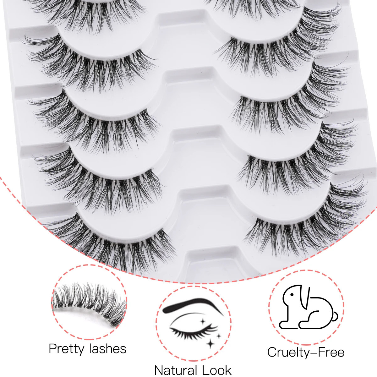 310 pairs Natural Lashes Mink Fluffy False Eyelashes Make up Tools Wispy Half 3D Cat Eye Eyelash s Faux Cils 250811