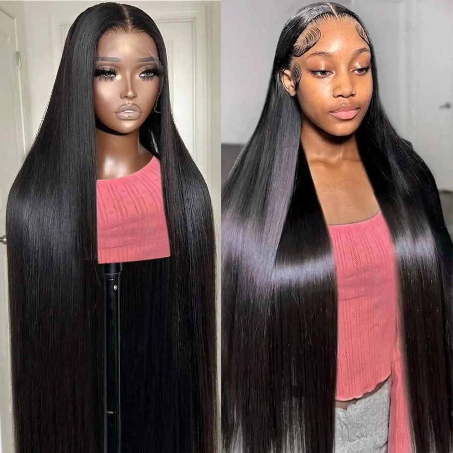 200 Density Silky Straight Ready To Wear Hd Transparent Lace Frontal Wigs For Women 13x4 Preplucked Hairline Brazilian Remy Hair Wigs Human Hair Wigs 