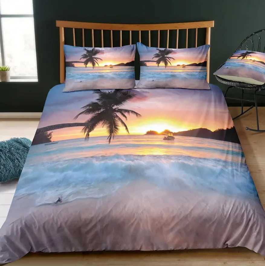 Dream NS Modern Nature Bedding Set 3D Digital Printing Beach Coconut Grove Summer Bedroom Bed Sheet case Bedding Kit Y250819