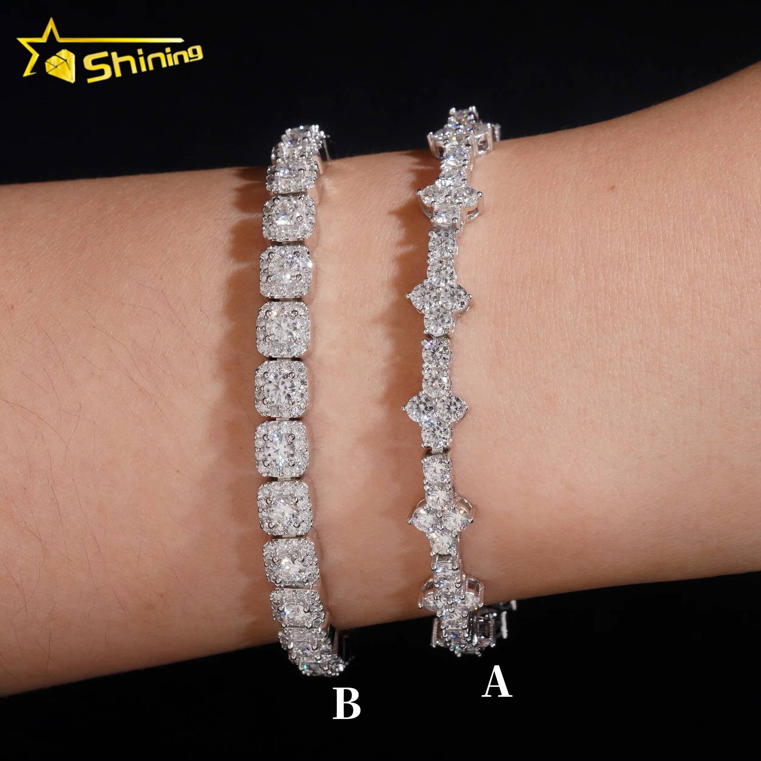 Punk Style Mens Jewelry Iced Out 18K Gold 925 Sterling Silver VVS Moissanite Diamond Cross Tennis Bracelet With GRA Certificate