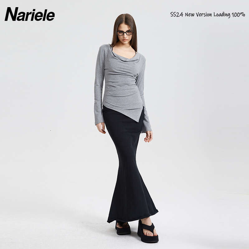 Heyhenry Trendy Brand Pure Desire Sweet Spicy Girl Irregular Off-Shoulder Top Design Sense Niche Base Shirt For Women B5