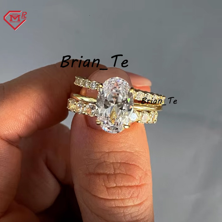 Hiphop Moissanite Engagement Ring 14k Yellow Gold GRA Certificate Oval Classic Solitaire Moissanite Ring