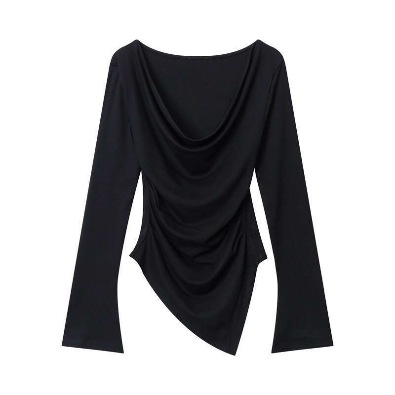 Heyhenry Trendy Brand Pure Desire Sweet Spicy Girl Irregular Off-Shoulder Top Design Sense Niche Base Shirt For Women B5