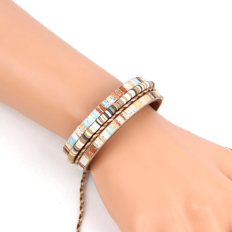 Bohemian Leather Cord Bracelet PU Adjustable Couple Wristband Jewelry Accessories