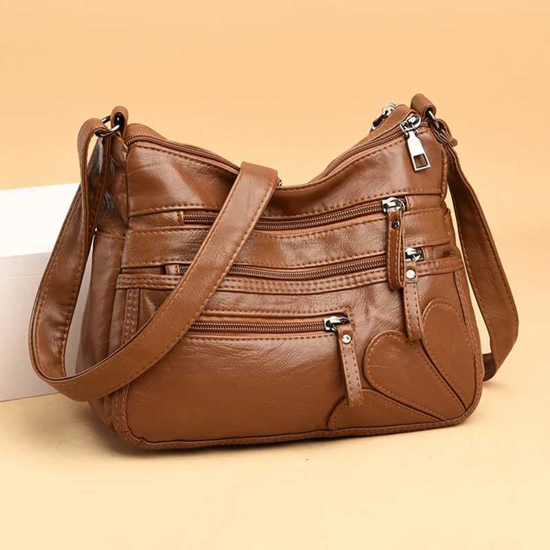 Casual Shoulder Bags For Women Soft PU Leather Crossbody Handbag Zipper Fashion Mama Messenger Bag Purse For Shopping Y250819