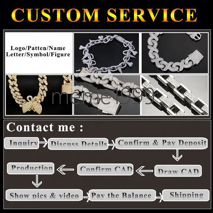 Luxury Big Size 19MM Width Iced Out Hip Hop Cuban Chain Bracelets Custom moissanite Diamond Cuban Link Chain for Men